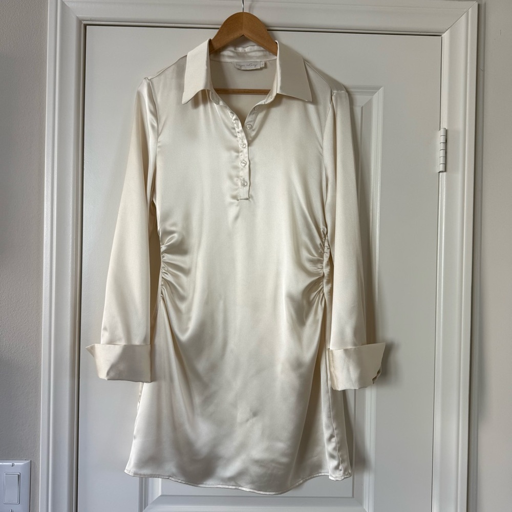 Cream Satin Mini Dress
